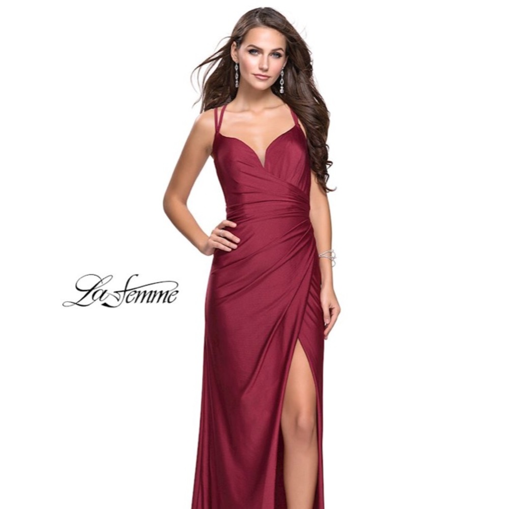 Maroon La Femme Prom Dress